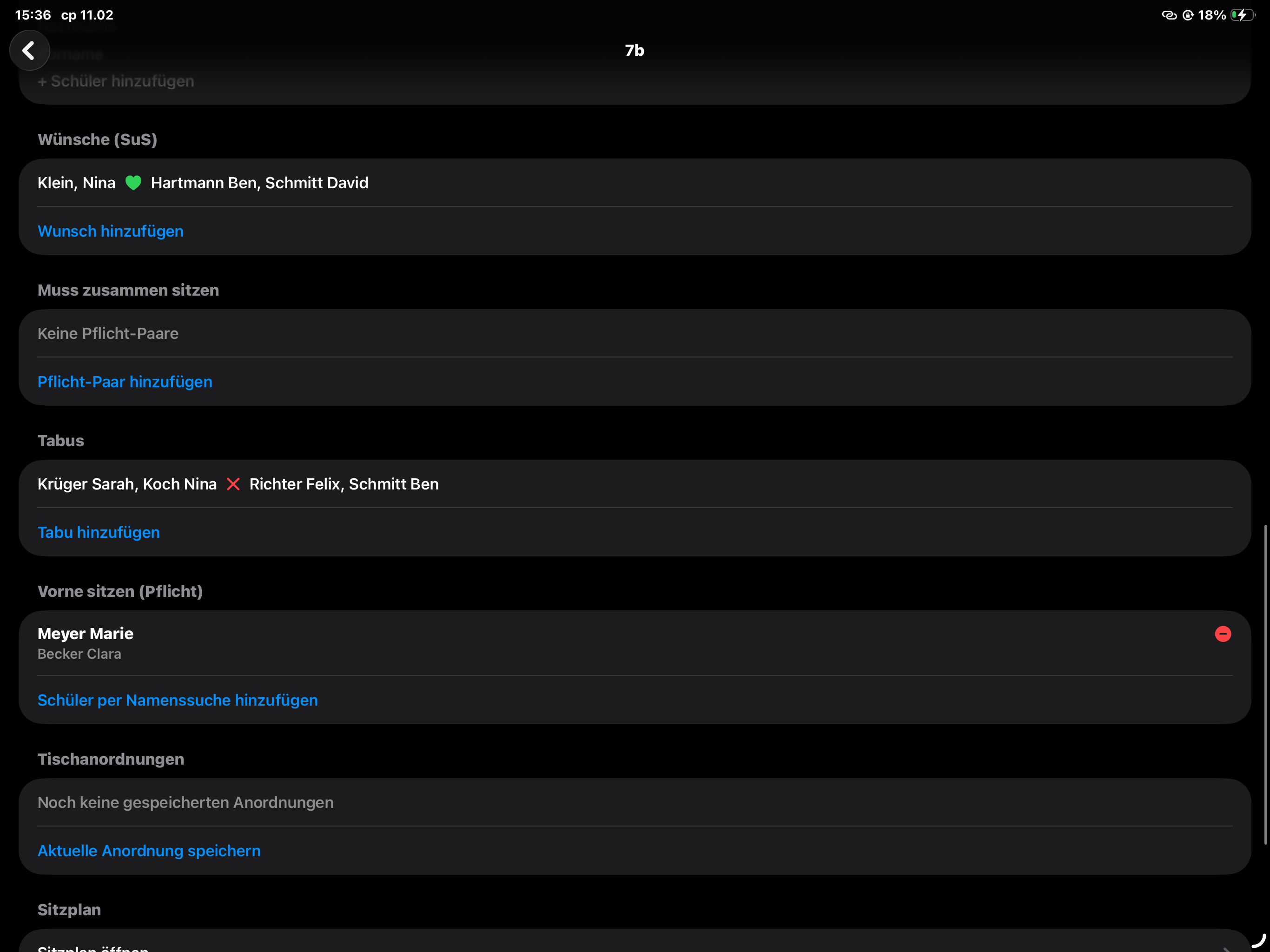 Anpassbare Einstellungen in rClass