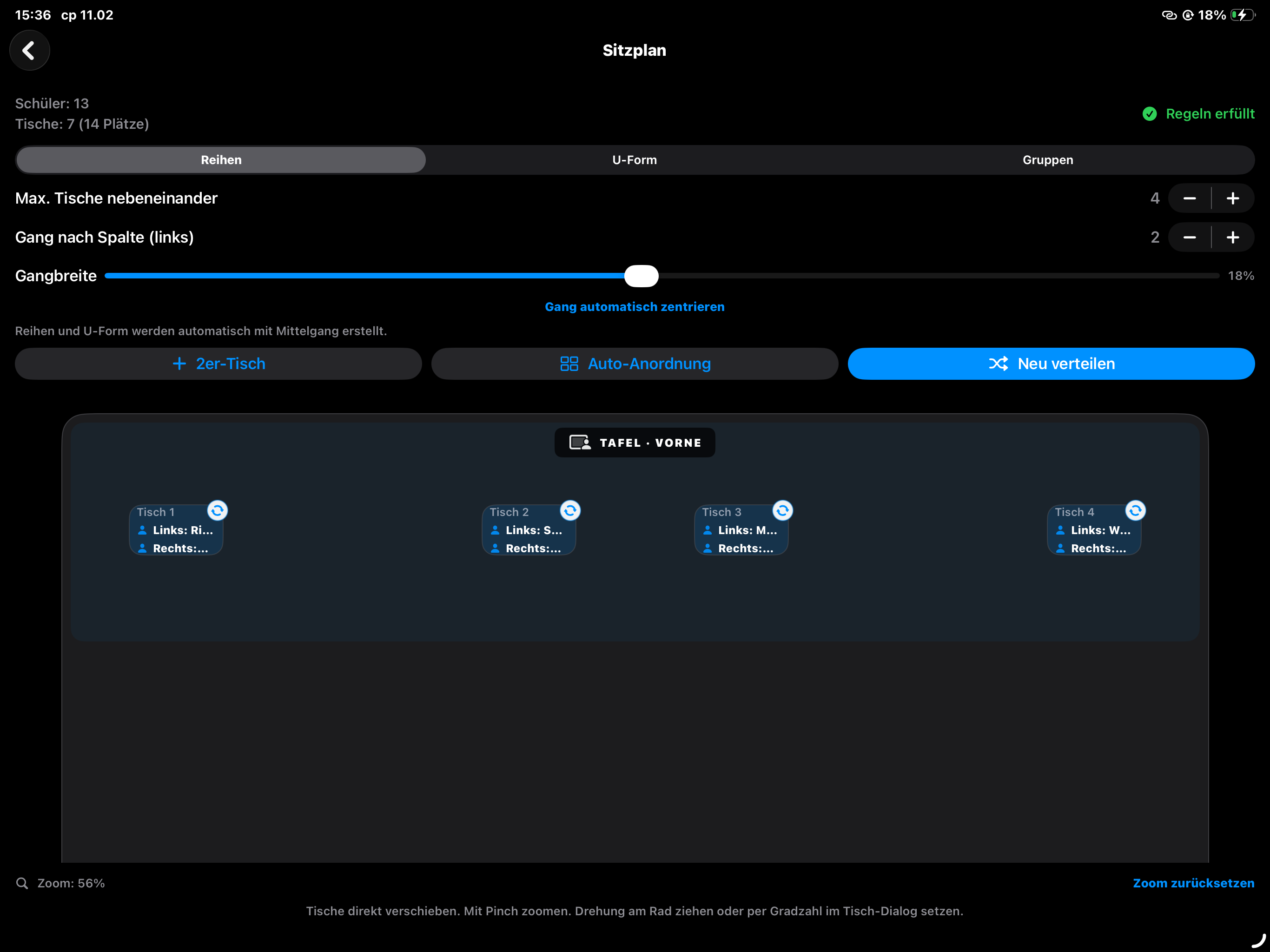 Sitzpläne mit Tischen flexibel anordnen